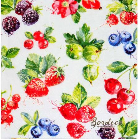 Serwetka decoupage firmy AMBIENTE owoce malowane 33x33cm